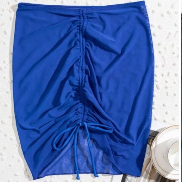 🌵 Bundle to save🌵Sheer mesh drawstring decor beach skirt women’s size S blue - Picture 5 of 7